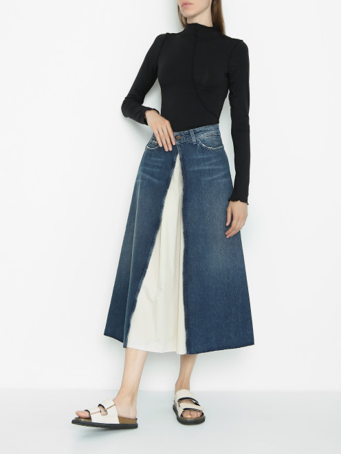 Джинсовая юбка с контрастной вставкой Alysi - МодельОбщийВид