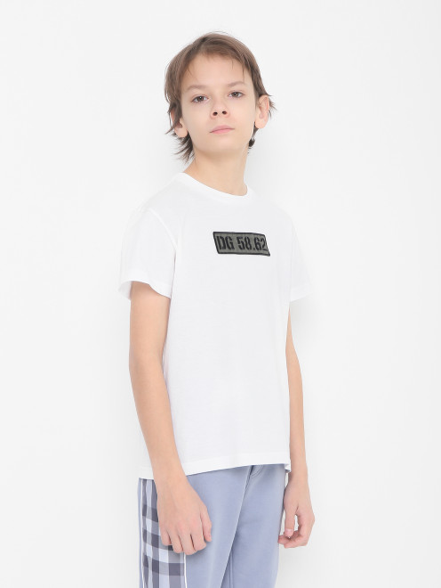 Хлопковая футболка с нашивкой Dolce & Gabbana - МодельВерхНиз