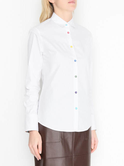 Рубашка из хлопка с декоративными пуговицами Paul Smith - МодельВерхНиз