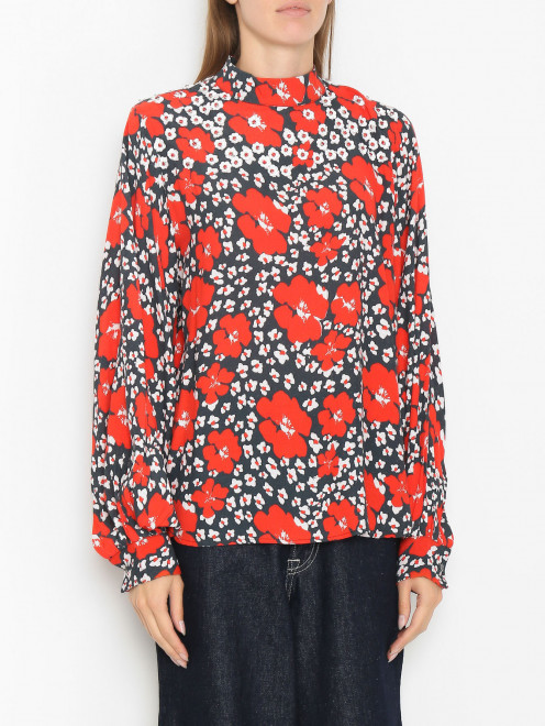 Блуза из вискозы с цветочным узором Essentiel Antwerp - МодельВерхНиз
