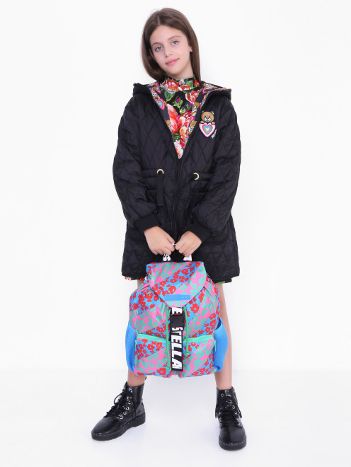 Рюкзак из текстиля с цветочным узором Stella McCartney kids - МодельОбщийВид