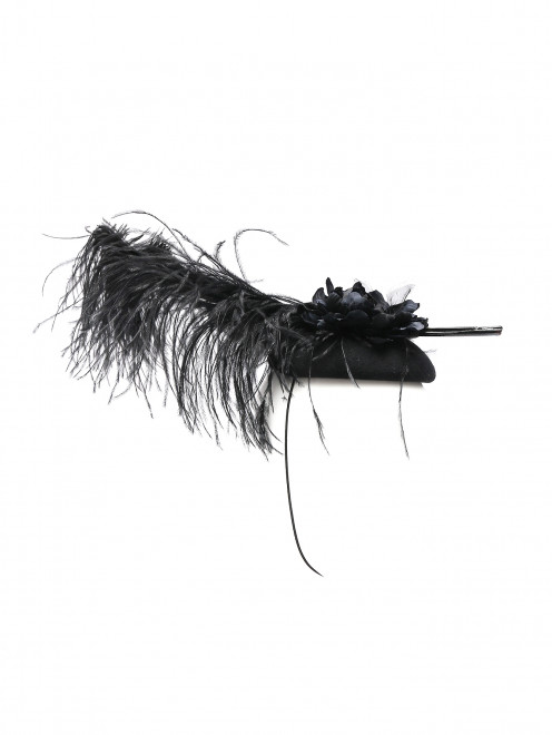 Шляпка из фетра декорированная пером Lilia Fisher - Общий вид