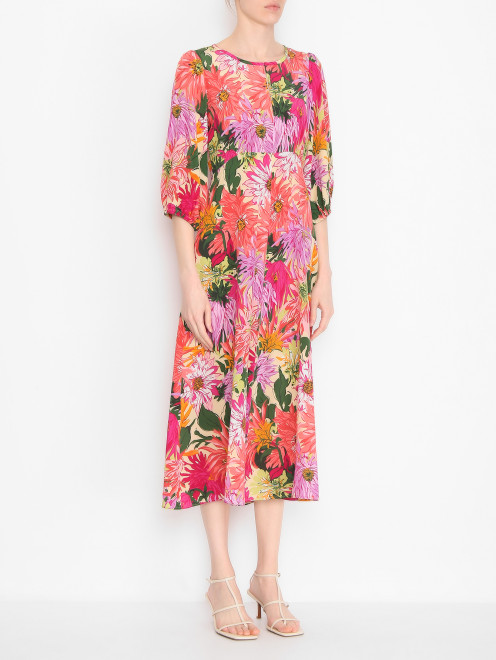 Платье из шелка с цветочным узором Weekend Max Mara - МодельВерхНиз
