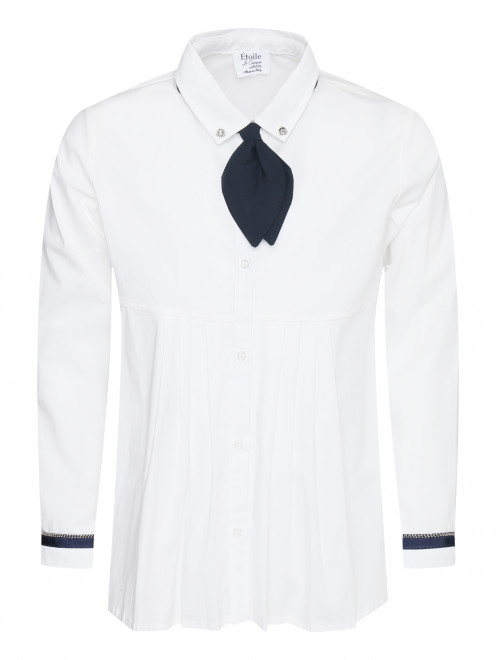 Блуза из хлопка с плиссировкой и с контрастным галстуком Aletta Couture - Общий вид