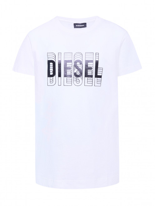 Хлопковая футболка с контрастным принтом Diesel - Общий вид