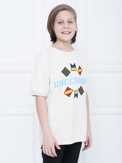 Свитшот хлопковый с короткими рукавами Gucci - МодельВерхНиз