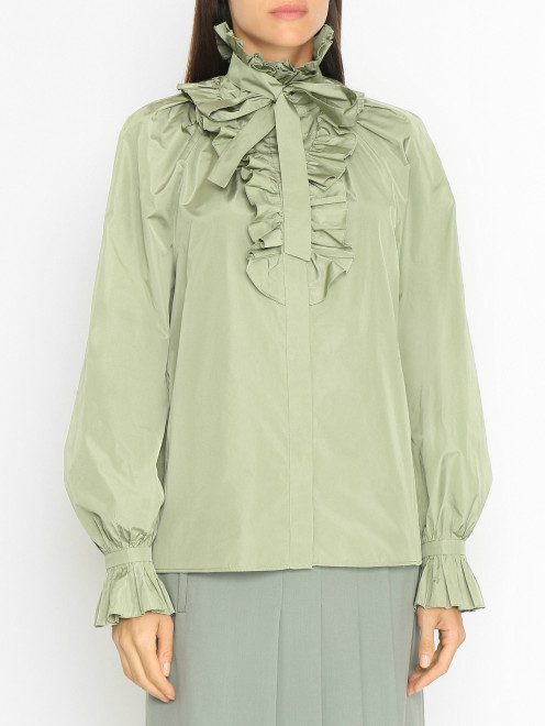 Блуза из смешанного шелка с рюшами Alberta Ferretti - МодельВерхНиз
