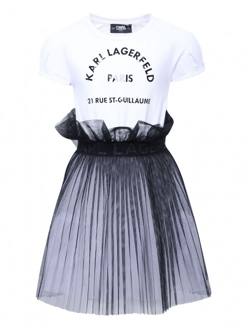 Платье из вискозы с юбкой из сетки Karl Lagerfeld - Общий вид