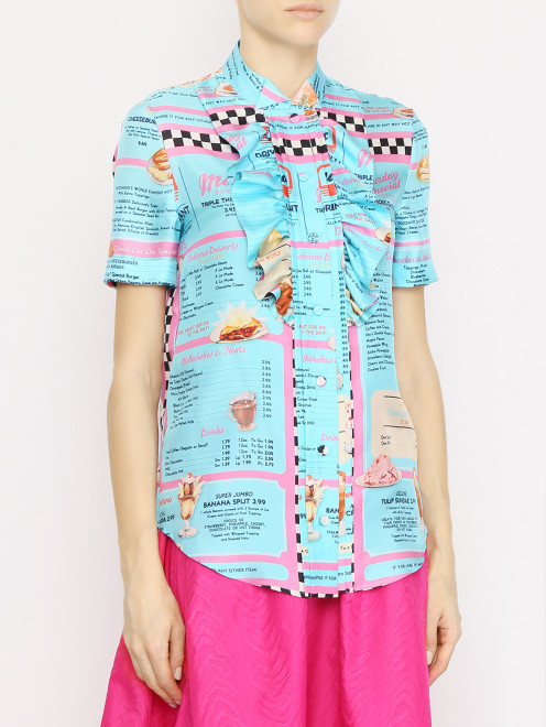 Блуза из шелка с узором Moschino - МодельВерхНиз