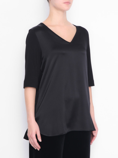 Блуза из смешанного шелка с V-образным вырезом Marina Rinaldi - МодельВерхНиз