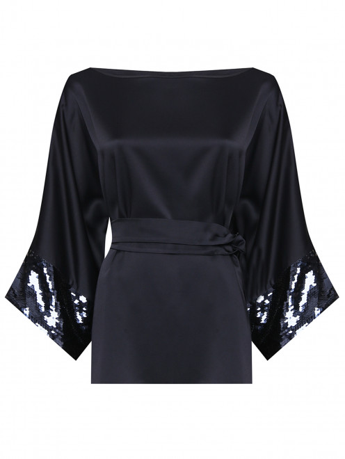 Блуза однотонная, декорированная паетками Marina Rinaldi - Общий вид