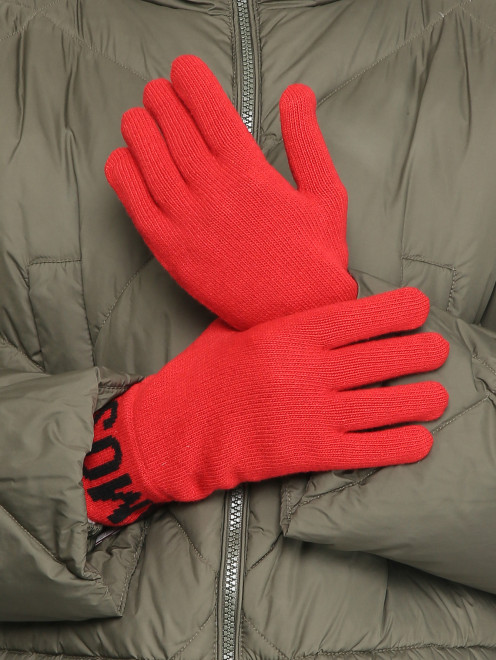 Трикотажные перчатки с логотипом Moschino - МодельОбщийВид