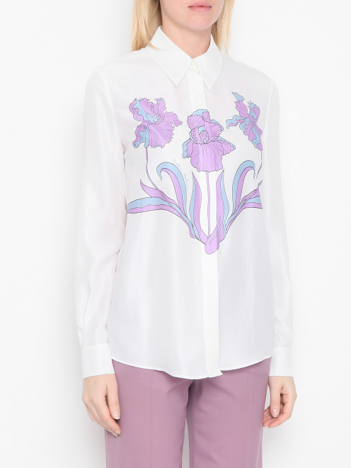 Блуза из смешнного шелка с узором Moschino Boutique - МодельВерхНиз