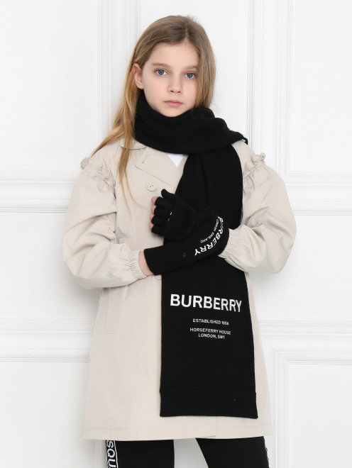 Комплект (варежки и шарф) из шерсти Burberry - МодельОбщийВид