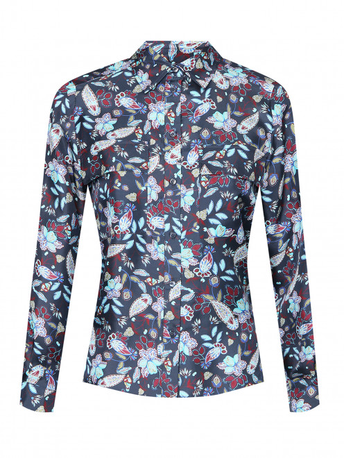 Рубашка из шелка с карманами и узором Max&Co - Общий вид