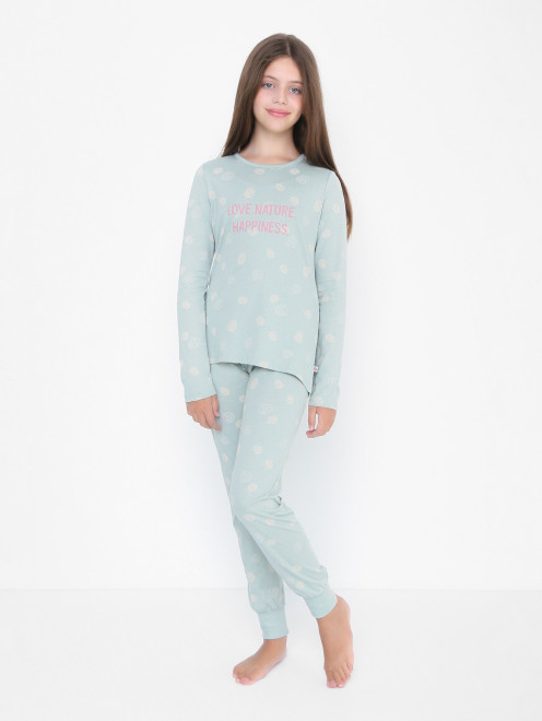 Хлопковая пижама с принтом и узором Sanetta - МодельОбщийВид