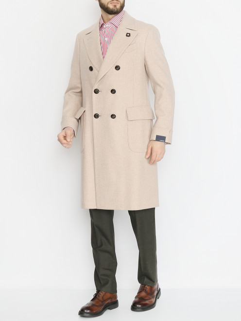 Двубортное пальто из шерсти LARDINI - МодельОбщийВид
