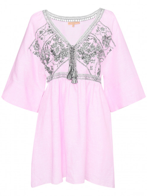 Платье из льна свободного кроя с вышивкой Ermanno Scervino - Общий вид