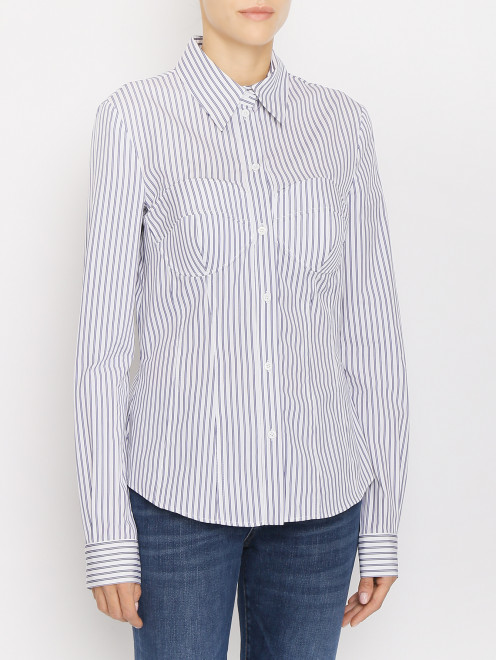 Рубашка из хлопка с узором полоска Moschino - МодельВерхНиз